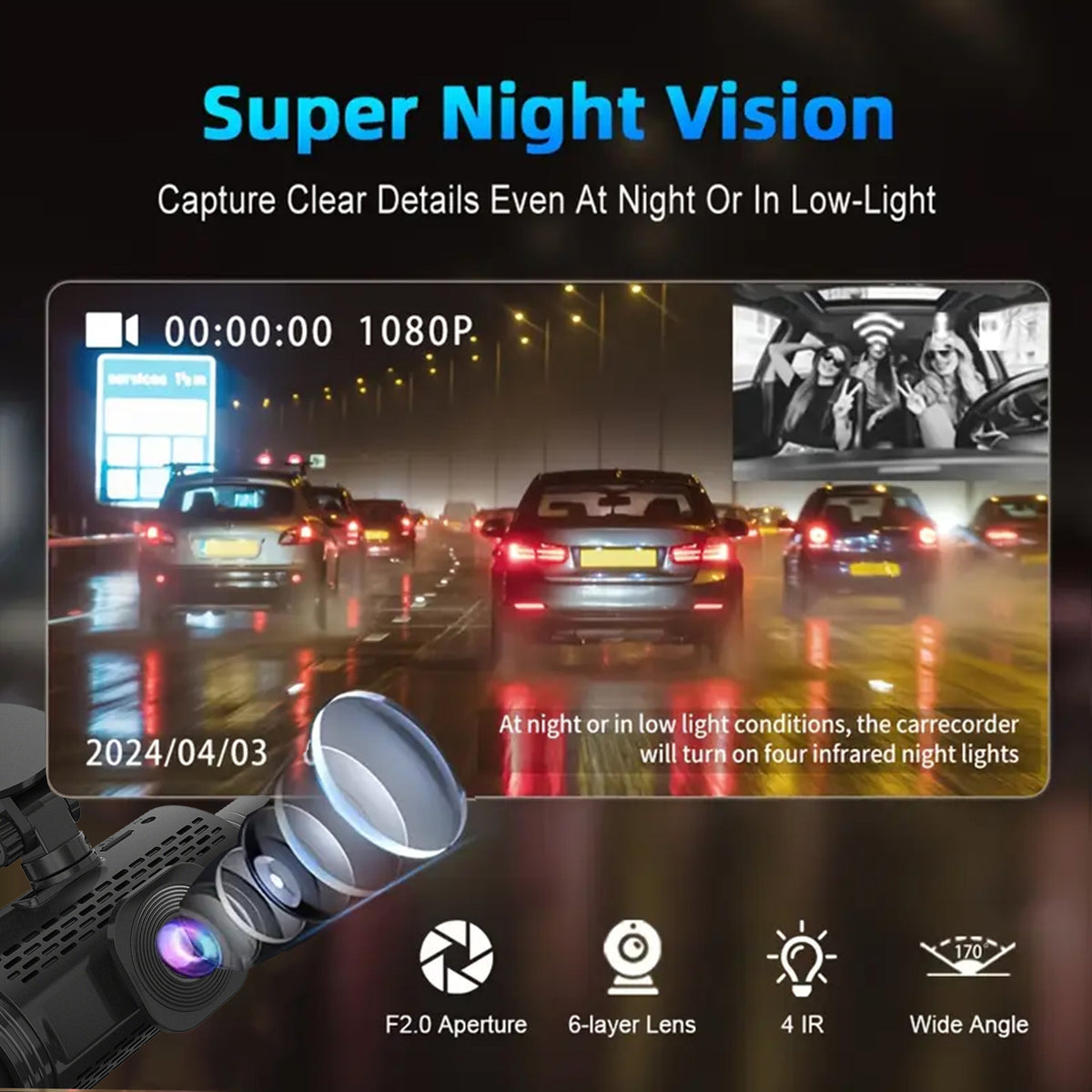 4-Channel Car Dash Cam