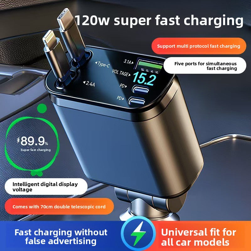 Retractable Car Charger 120W